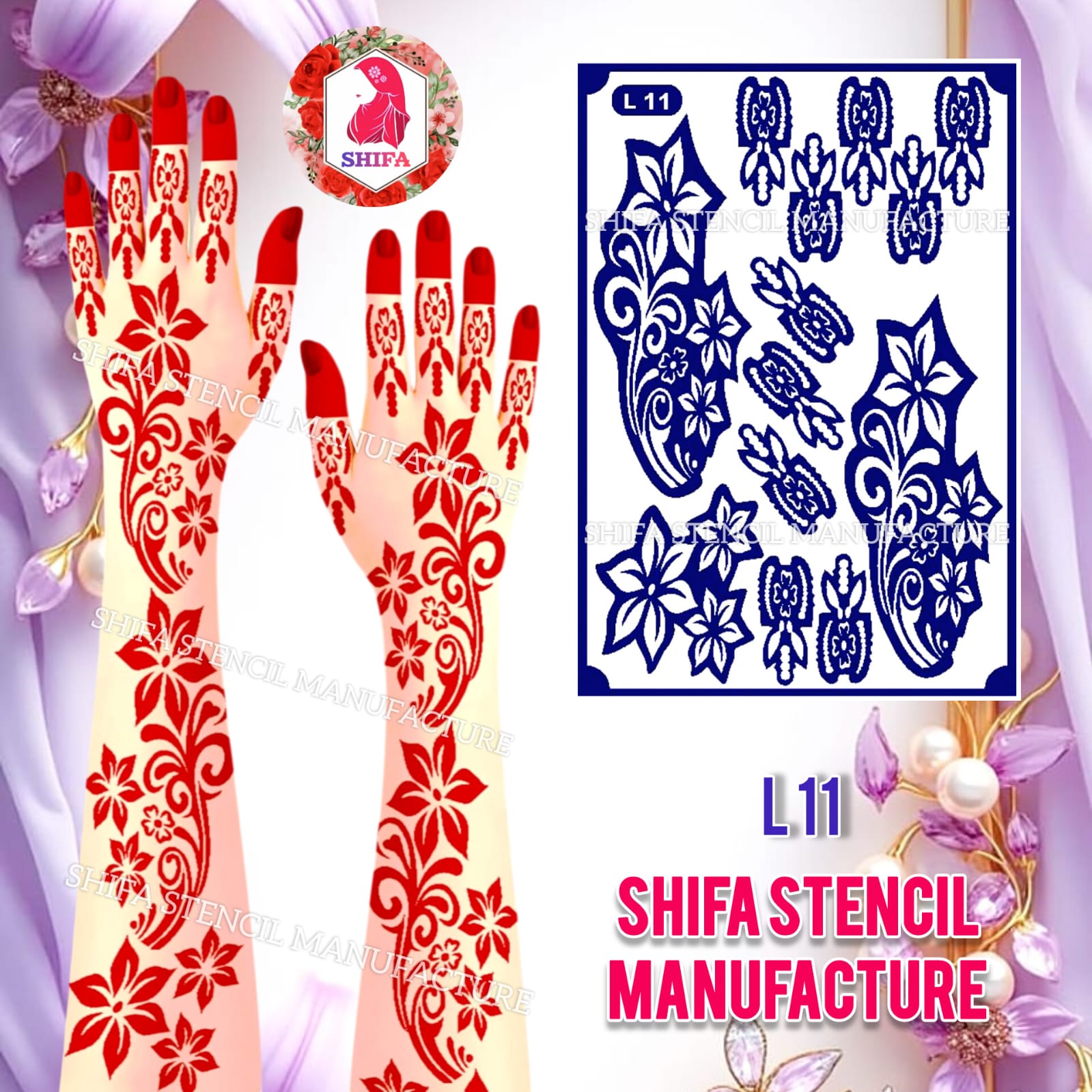 L 11 Jasmine Grace - Sticker overview - Shifa Stencil Manufacturer